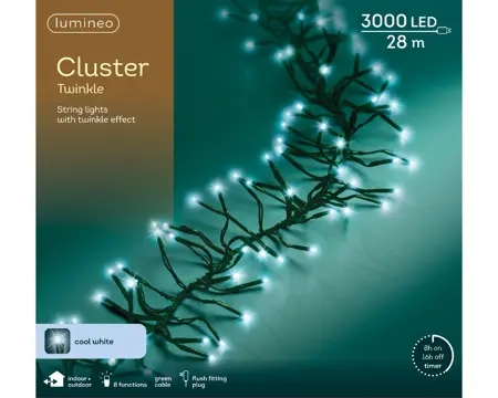 Kaemingk Lumineo Cluster LED 3000 - Cool White, Green Wire - image 1