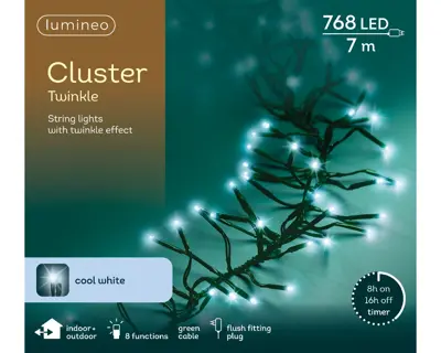 Kaemingk Lumineo Cluster LED 768 - Cool White, Green Wire - image 1