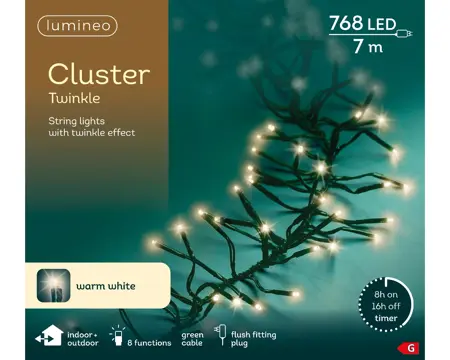 Kaemingk Lumineo Cluster LED 768 - Warm White, Green Wire - image 1