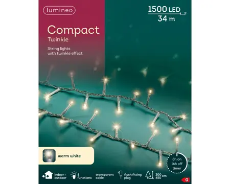 Kaemingk Lumineo Compact Lights 1500 - Warm White, Transparent Wire - image 1