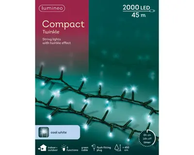 Kaemingk Lumineo Compact Lights 2000 - Cool White, Green Wire - image 1