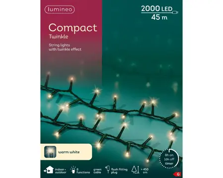 Kaemingk Lumineo Compact Lights 2000 - Warm White, Green Wire - image 1