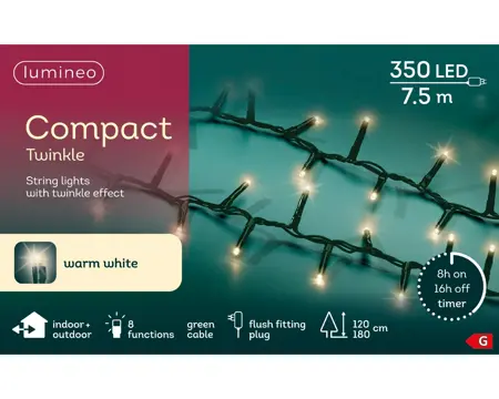 Kaemingk Lumineo Compact Lights 350 - Warm White, Green Wire - image 1