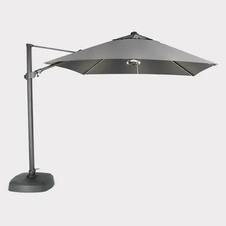 Kettler 3.0m Square Free Arm Parasol with LED Lights & Wireless Speaker - Slate Canopy - image 1
