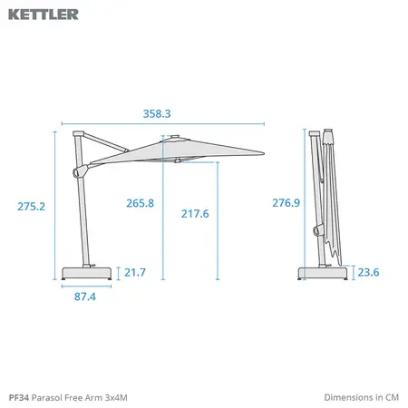 Kettler 4x3 Free Arm Grey frame / slate Canopy with  Base - image 4