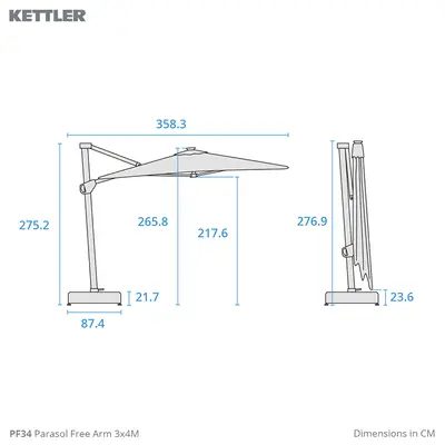 Kettler 4x3 Free Arm Grey frame / slate Canopy with  Base - image 4