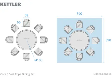 Kettler Cora Rope 180cm Round Table with 8 Chairs Dining Set - image 4