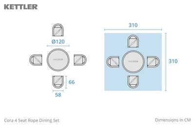 Kettler Cora Rope 4 Seater Dining Set - image 7