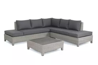 Palma Low lounge White wash with grey taupe cushions - image 2