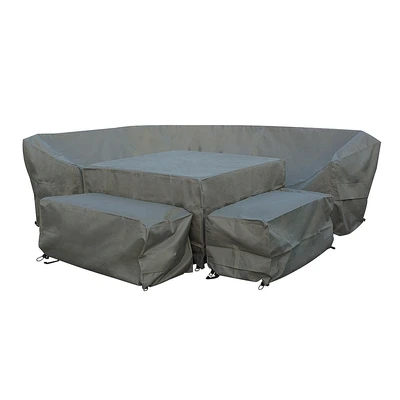 Zurich Square Modular Sofa 2 Benches & Square Piston Table Set Covers - Khaki